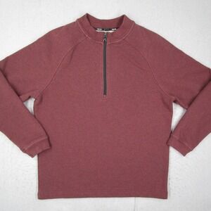 Public Rec Mens Quarter Zip Pullover Pima Cotton Spandex Burgundy Large L